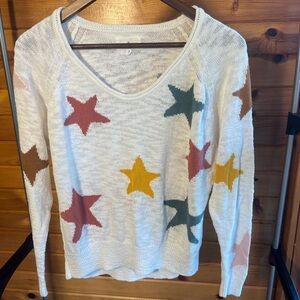 Lou & Grey Colorful Star Scoop Neck Sweater- S